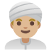 👳🏼‍♂️ man wearing turban: medium-light skin tone display on Google